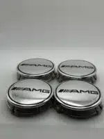 Mercedes AMG 75mm Silver Wheel Caps - 4pc Hubcap Set - Image 2
