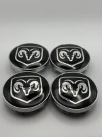 Dodge 60mm Wheel Center Caps - 4pc Chrome Black Hubcaps - Image 2