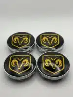 Dodge Yellow Wheel Center Caps - 60mm 4pc Black & Yellow - Image 2