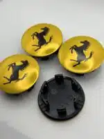 Ferrari Replacement 355 360 430 458 488 F12 Wheel Center Caps Yellow #70004868- 4pcs - Black Base