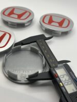 Honda Wheel Center Caps 69mm - Set of 4 Silver & Red Type-R Style - Image 3