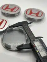 Honda Wheel Center Caps 69mm - Set of 4 Silver & Red Type-R Style - Image 3