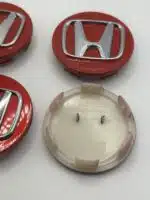 Honda 69mm Red Chrome Wheel Caps - 4pc Hubcaps #44732-S9A-A00 - Image 2