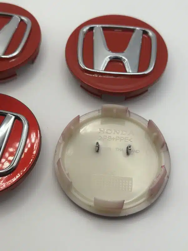 Honda 69mm Red Chrome Wheel Caps - 4pc Hubcaps #44732-S9A-A00 - Image 2