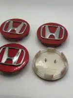 Honda 69mm Red Chrome Wheel Caps