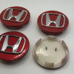 Honda 69mm Red Chrome Wheel Caps