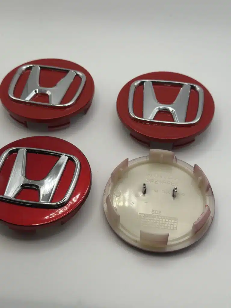 Honda 69mm Red Chrome Wheel Caps