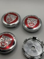 Jaguar Red Wheel Center Caps - 60mm 4pc Chrome & Red Set - Image 2