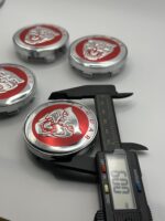 Jaguar Red Wheel Center Caps - 60mm 4pc Chrome & Red Set - Image 3