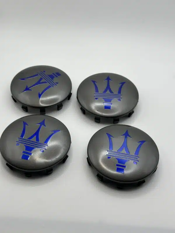 Maserati 60mm Grey Wheel Center Caps - 4pc Set #670025694 - Image 2