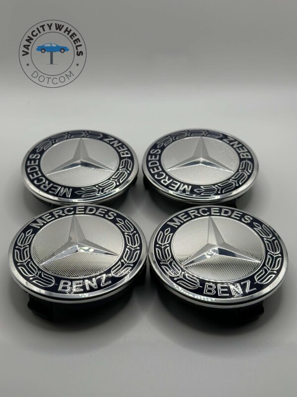 Mercedes Benz Wheel Center Caps - Set of 4 Dark Blue 75mm - Image 4