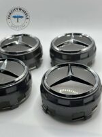Mercedes Benz Center Caps 75mm - Set of 4 Raised Dark Grey - Image 2