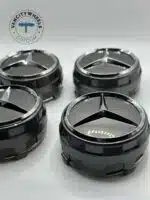 Mercedes Benz Center Caps 75mm - Set of 4 Raised Dark Grey - Image 2