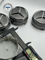 Mercedes Benz Center Caps 75mm - Set of 4 Raised Dark Grey - Image 5
