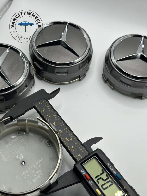 Mercedes Benz Center Caps 75mm - Set of 4 Raised Dark Grey - Image 5