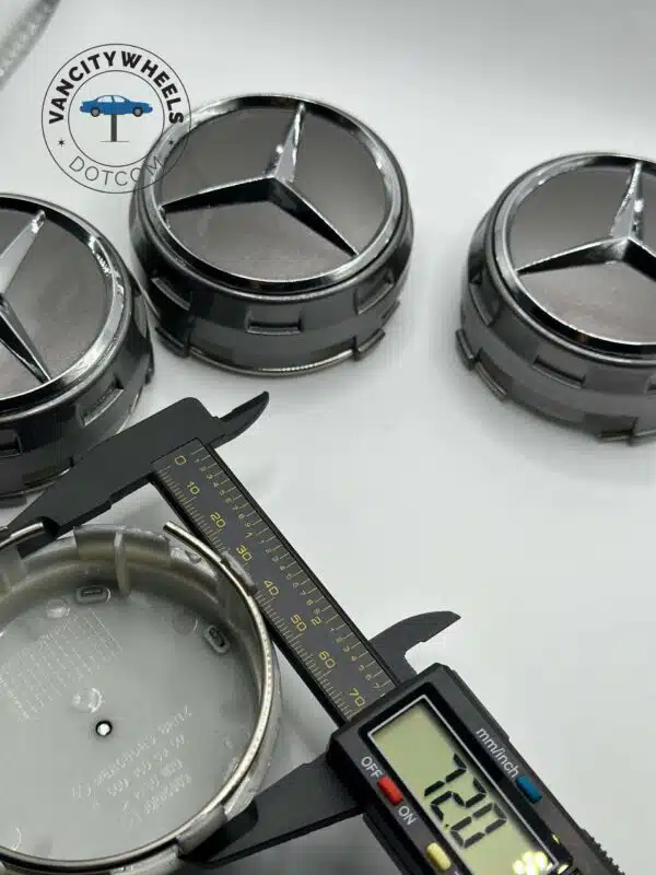 Mercedes Benz Center Caps 75mm - Set of 4 Raised Dark Grey - Image 5