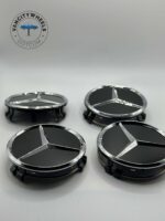 Mercedes Benz Glossy Black Wheel Caps - 75mm 4pc Set - Image 2