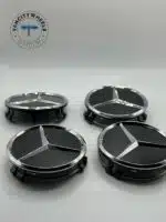 Mercedes Benz Glossy Black Wheel Caps - 75mm 4pc Set - Image 2