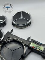 Mercedes Benz Glossy Black Wheel Caps - 75mm 4pc Set - Image 4