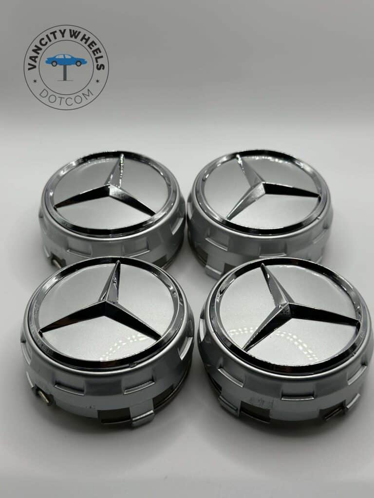 Mercedes Benz Wheel Center Caps - Set Of 4 Raised Silver 75mm