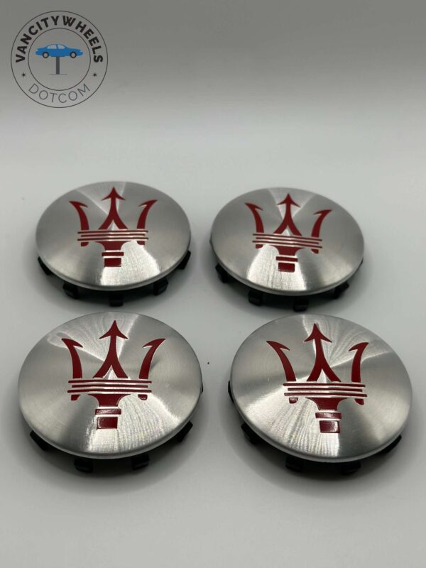 Maserati 60mm Silver Wheel Center Caps - 4pc Set #670025694 - Image 5