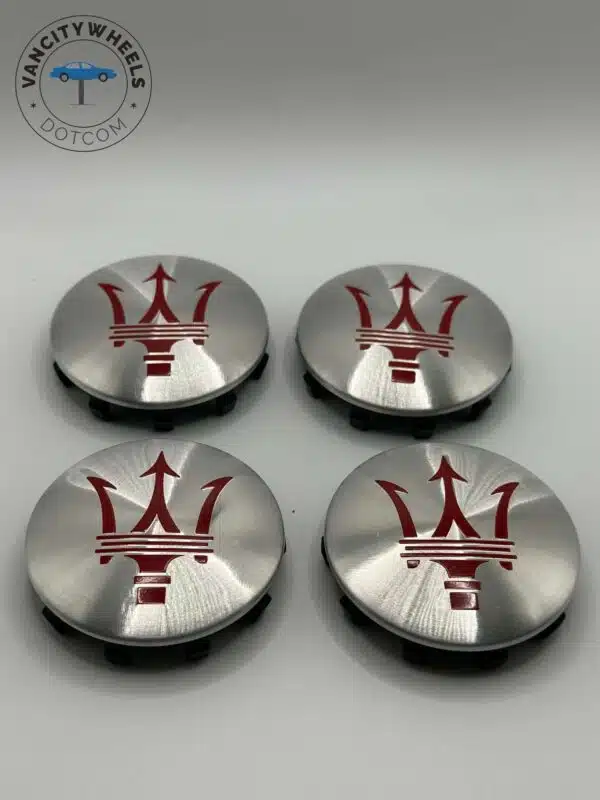 Maserati 60mm Silver Wheel Center Caps - 4pc Set #670025694 - Image 5