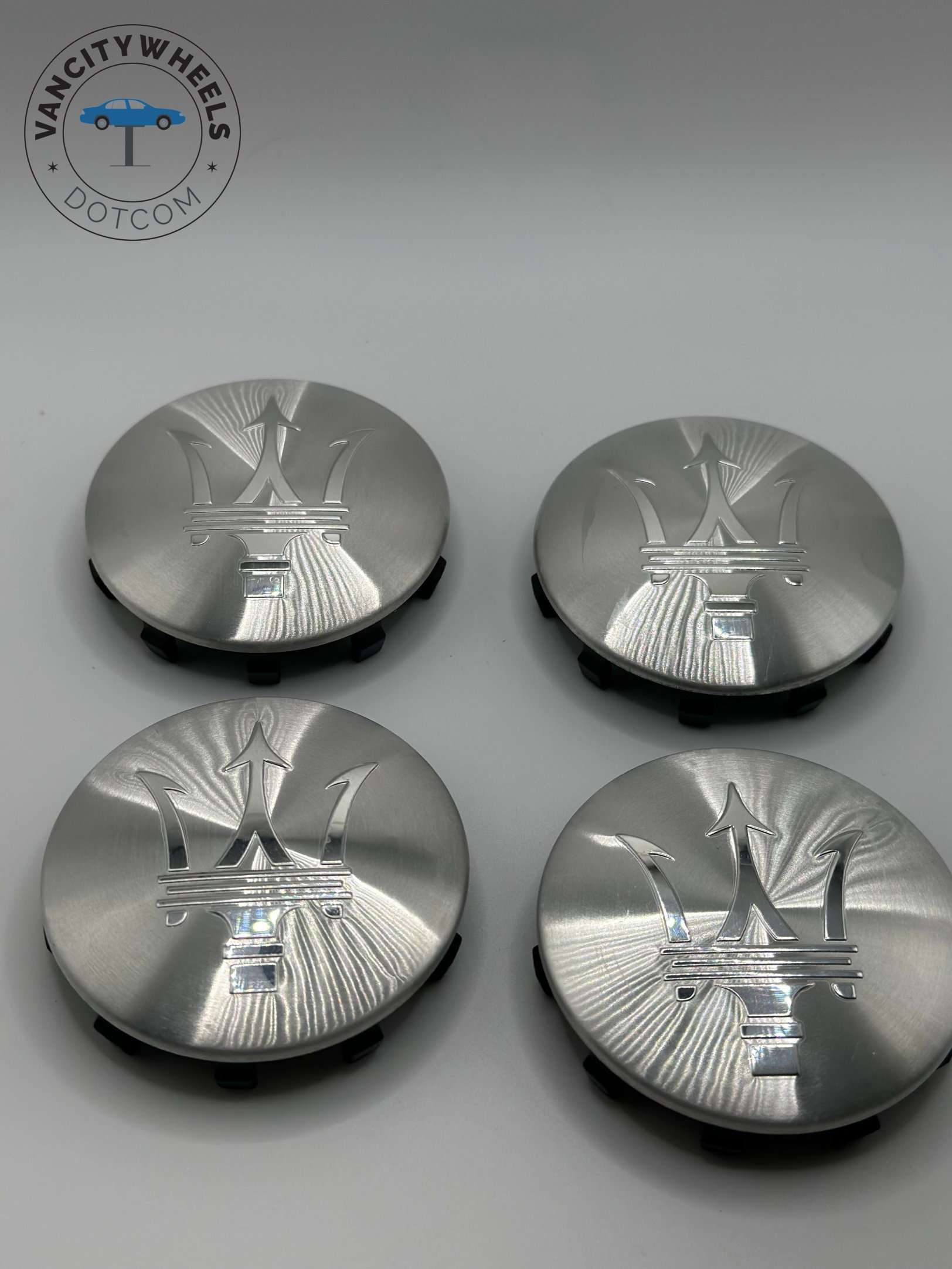 Maserati 60mm Silver Chrome Wheel Center Caps