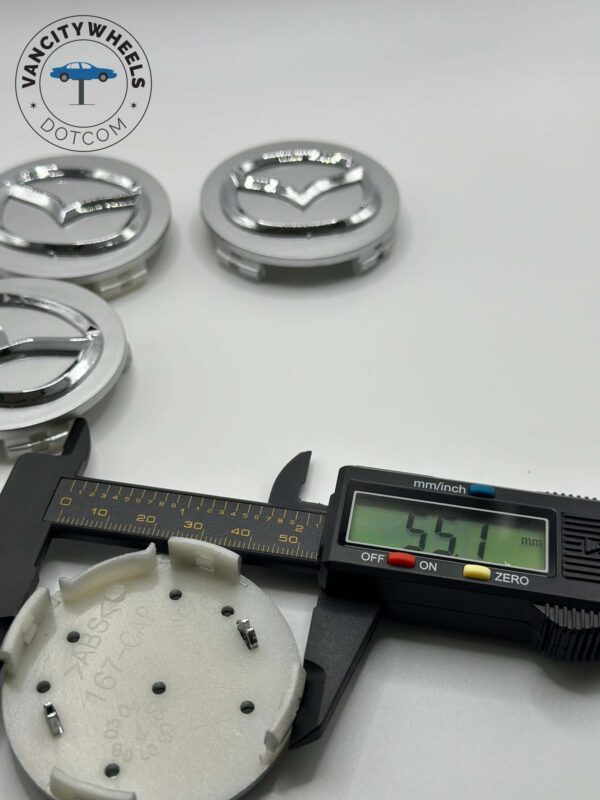 Mazda 56mm Silver Wheel Center Caps - 4pc Chrome Logo Hubcaps - Image 4