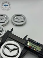 Mazda 56mm Silver Wheel Center Caps - 4pc Chrome Logo Hubcaps - Image 3