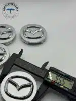 Mazda 56mm Silver Wheel Center Caps - 4pc Chrome Logo Hubcaps - Image 3