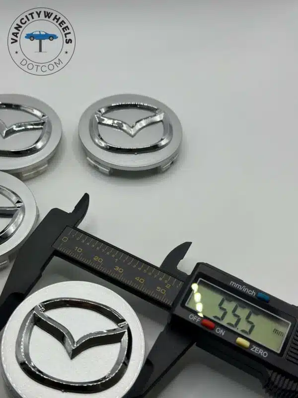 Mazda 56mm Silver Wheel Center Caps - 4pc Chrome Logo Hubcaps - Image 3