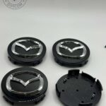 Mazda 56mm Black and Chrome Wheel Center Caps