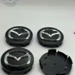 Mazda 56mm Black and Chrome Wheel Center Caps