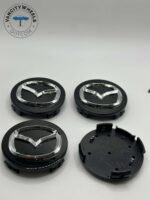 Mazda 56mm Black and Chrome Wheel Center Caps