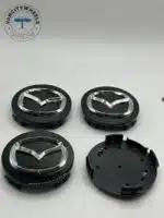 Mazda 56mm Black and Chrome Wheel Center Caps