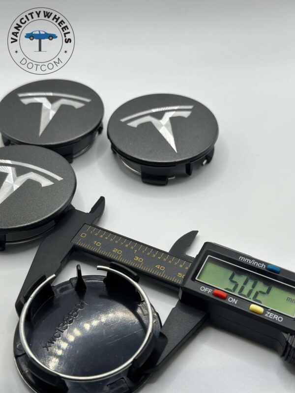 Tesla Wheel Center Caps 58mm - Graphite Black 4pc Set - Image 4