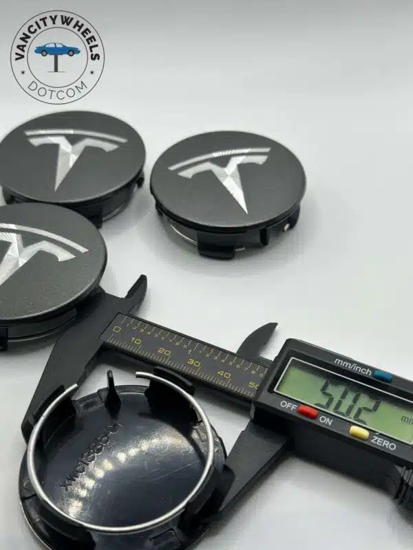 Tesla Wheel Center Caps 58mm - Graphite Black 4pc Set - Image 4