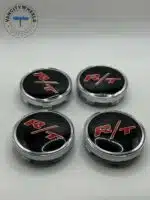 Dodge RT Wheel Center Caps - 60mm 4pc Black & Red - Image 2