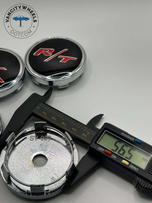 Dodge RT Wheel Center Caps - 60mm 4pc Black & Red - Image 3