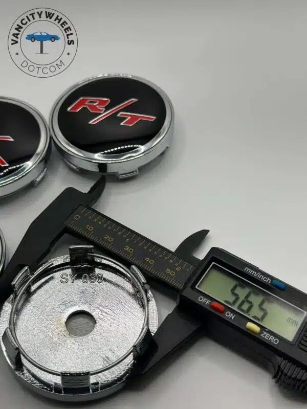 Dodge RT Wheel Center Caps - 60mm 4pc Black & Red - Image 3