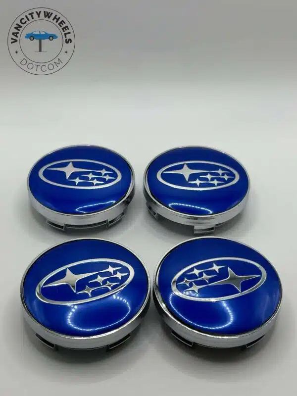 Subaru Blue Wheel Center Caps 60mm - 4pc OEM Replacement - Image 3