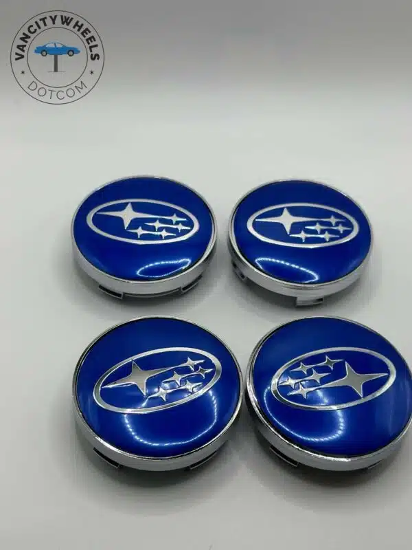 Subaru Blue Wheel Center Caps 60mm - 4pc OEM Replacement - Image 2