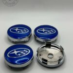 Subaru Blue Wheel Center Caps