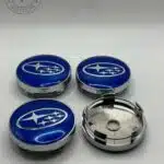 Subaru Blue Wheel Center Caps