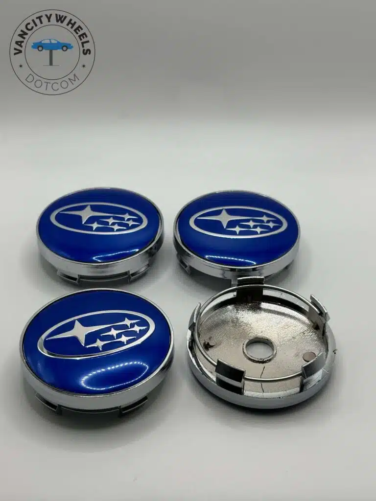 Subaru Blue Wheel Center Caps
