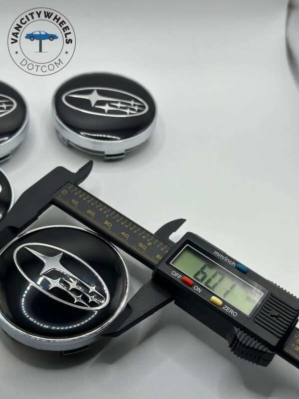 Subaru 60mm Black Wheel Caps - 4pc OEM Fit Hubcaps - Image 3