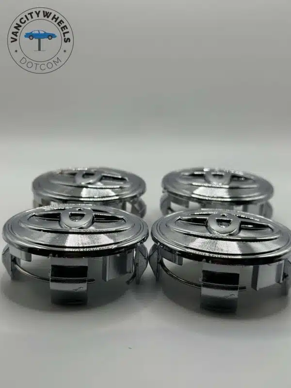 Toyota 62mm Silver & Chrome Wheel Center Caps - 2.5" 4pc Hubcap Set - Image 2