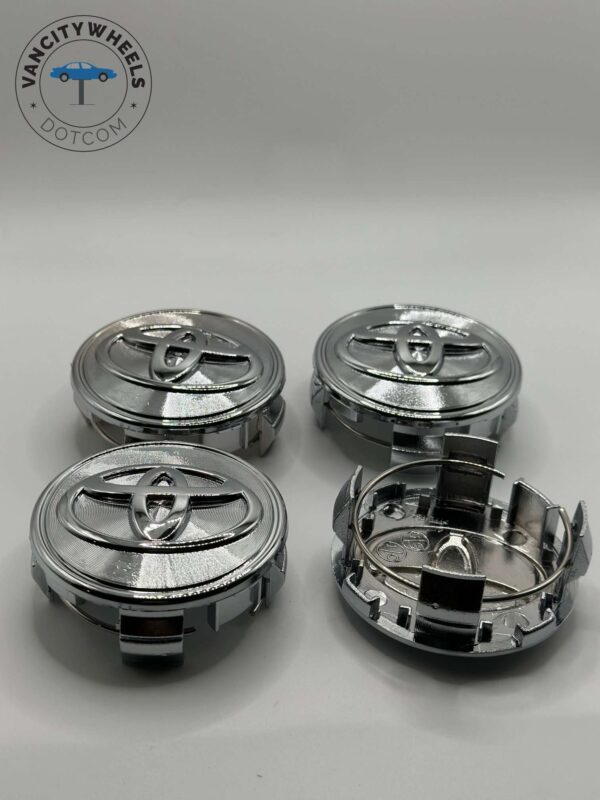 Toyota 62mm Silver & Chrome Wheel Center Caps - 2.5" 4pc Hubcap Set - Image 3