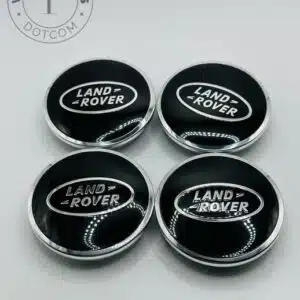 Land Rover 61mm Black and Silver Wheel Center Caps