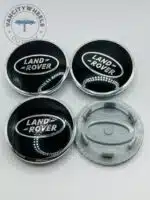 Land Rover 61mm Black & Silver Wheel Center Caps - 4pc Modern Set - Image 3